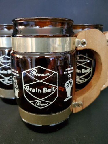 Vintage 60er Siesta Ware Korngürtel Braunglas Becher Holzhenkel Stein Nr. 5 - Bild 2 von 12