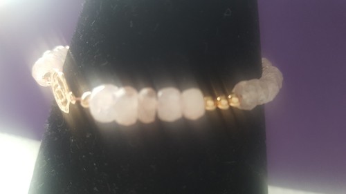 MORGANITE AND ROSE GOLD PLATED STERLING SILVER BRACELET. - Picture 2 of 12