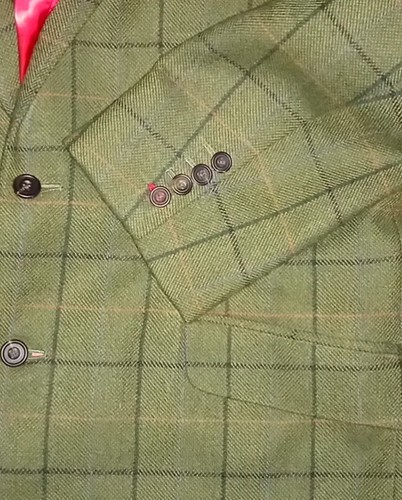 Blazer da uomo Thom Sweeney su misura con scatola check giacca verde scuro da uomo - 44S - Foto 7 di 7
