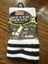 Franklin Soccer Socks White w/ Black Stripes Small Youth Size 10-1 NWT
