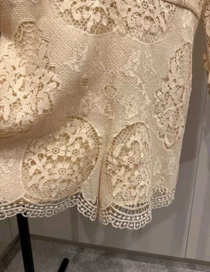 Maje Spitze Overall FR40-M-D38 Creme Spitze Neu Jumpsuit Anzug Einteiler Designe - Bild 4 von 4