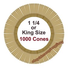 1000 Pack King Size 1 1/4 Natural Unbleached Pre Rolled Cones