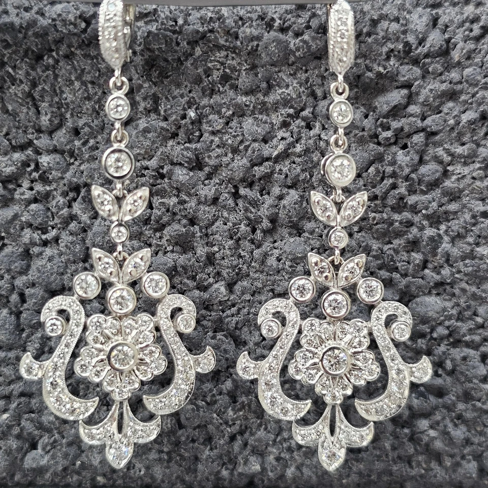 Penny Preville Large 2.5" 2ct+ Diamond Chandelier Earrings 18k Dangle 16.8g - Image 4 of 4
