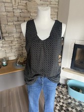 Damen Chiffon Top Im Lagenlook Bluse Tunika Oberteil Gr. XL 48 50 Schwarz