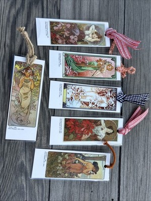 Set Of 6 Vintage Women Bookmarks Art By Alphonse Maria Mucha