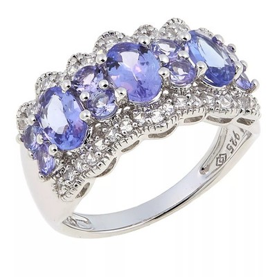 HSN Ring Sterlingsilber 2,16 ctw Zirkon & Tansanit. Größe 6
