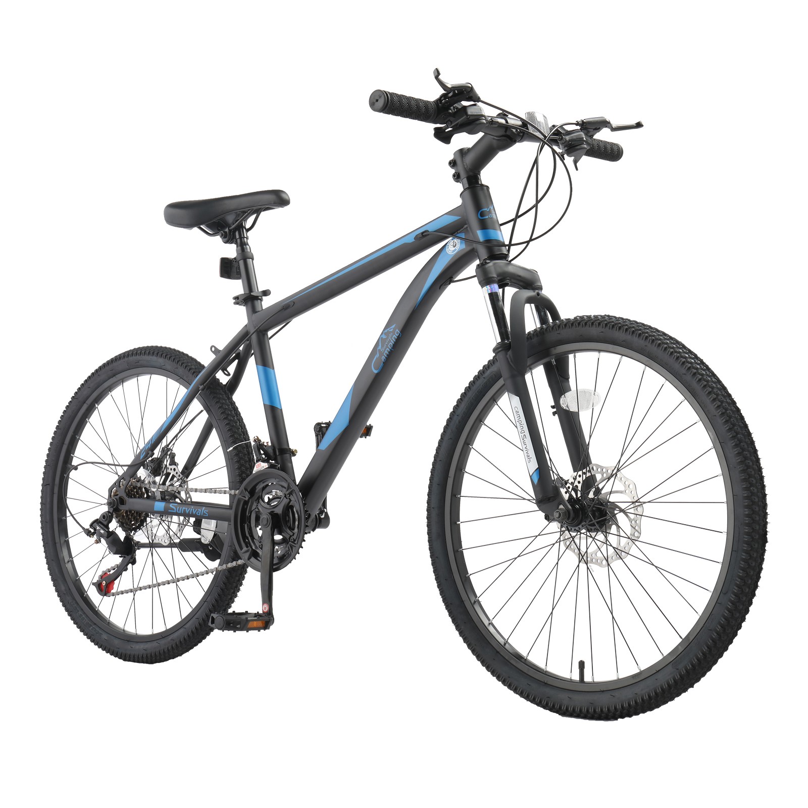 24 Inch Mountain Bike, 7/21-Speed Adult Bicycle with High Carbon Steel Frame