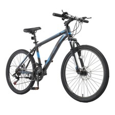24 Inch Mountain Bike, 7/21-Speed Adult Bicycle with High Carbon Steel Frame