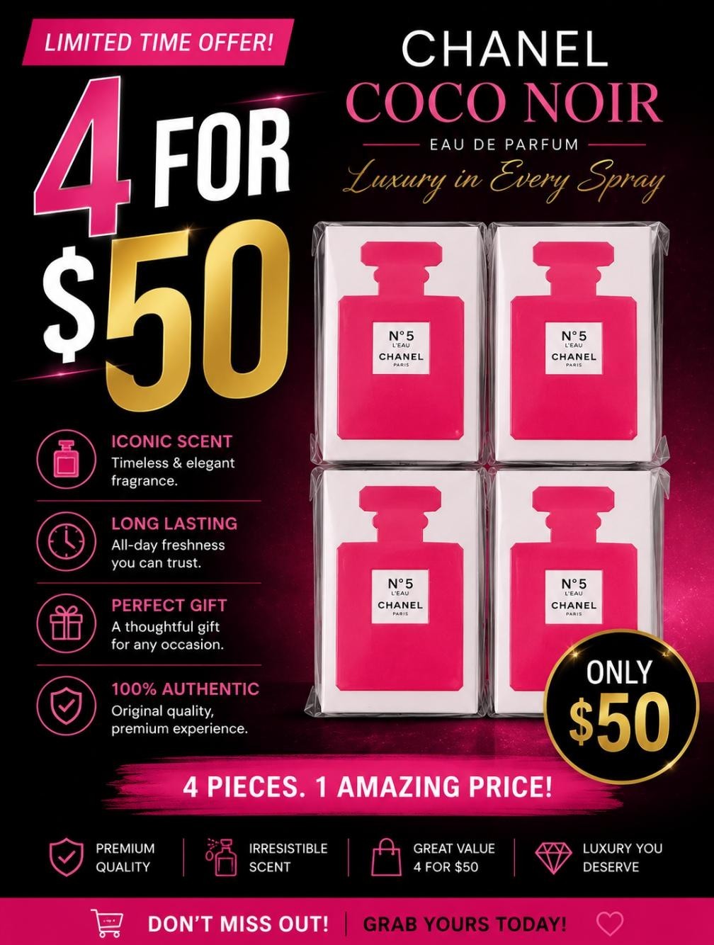 4 CHANEL No 5 L'Eau Eau de Toilette Red Bottle Women's Fragrance