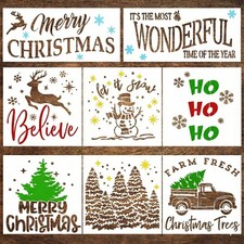 Christmas Stencils for Painting on Wood - Reusable Templates with a White