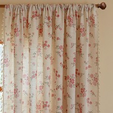 Pink Boho Floral Curtains 63 Inch Long 2 panels, French Vintage Farmhouse Pat...