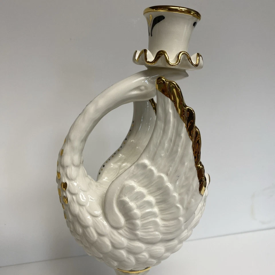 Anthropologie Candelabro CISNE PORTAVELAS Par Pintado a Mano Dorado 11" Italia Nuevo con Etiquetas Foto 2 de 4