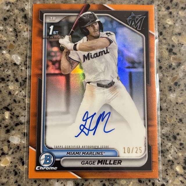 2024 Bowman Chrome DRAFT GAGE MILLER  RC ORANGE REFRACTOR AUTO /25 Marlins