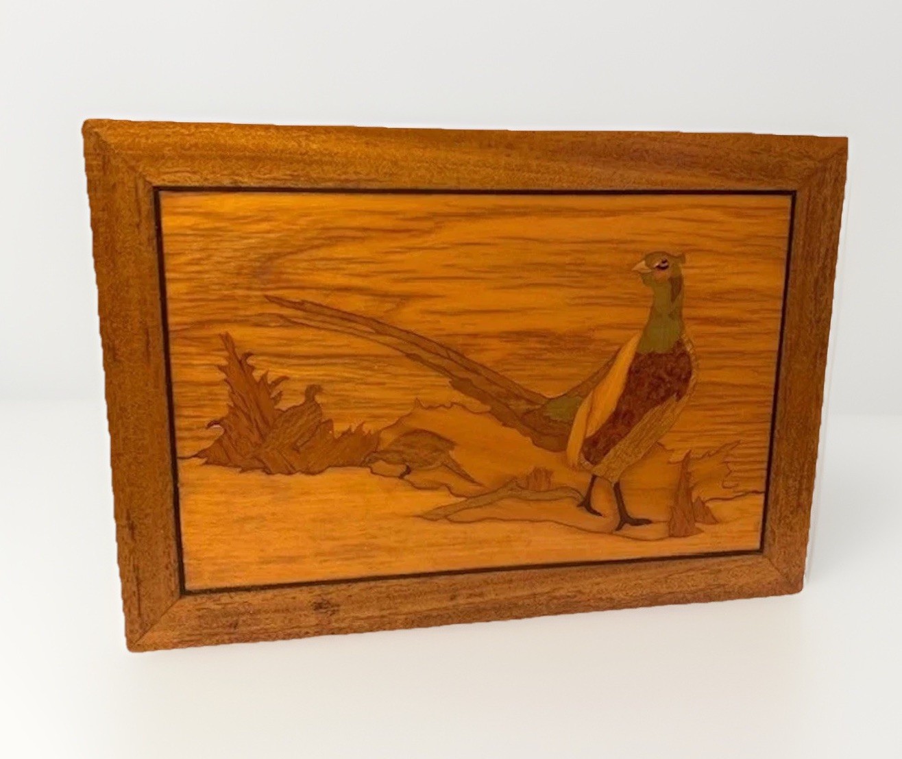 VTG Wall Art Pheasant Wildlife Old World Decor Loge Cabin Wood USA Study Gift