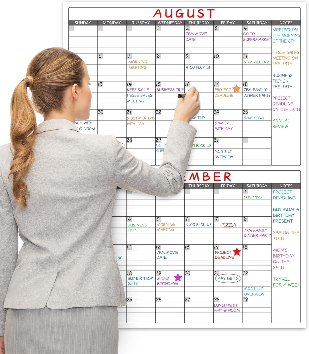 28" x 38" Dry Erase Wall Calendar - Organize Your Life Effortlessly