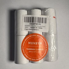 MUNBYN 50×30 mm Non-Adhesive Thermal Paper – M110/M120/Phomemo – 6 Rolls (5N+1U)