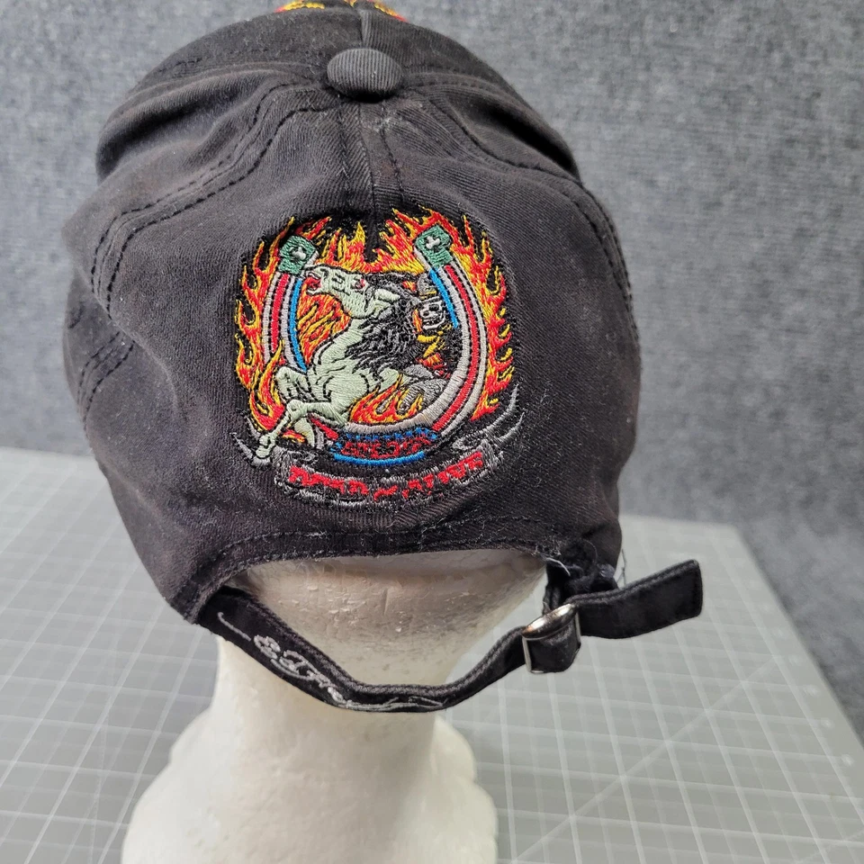 Gorra Ed Hardy para mujer con correa trasera negra bordada tatuaje llamas cráneo gráfico Foto 4 de 4