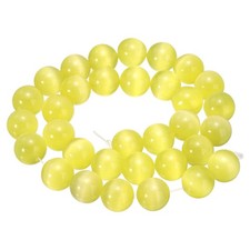 32pcs Honey Yellow Cat's Eye Stone Beads 12mm Round Crystal Loose Bead