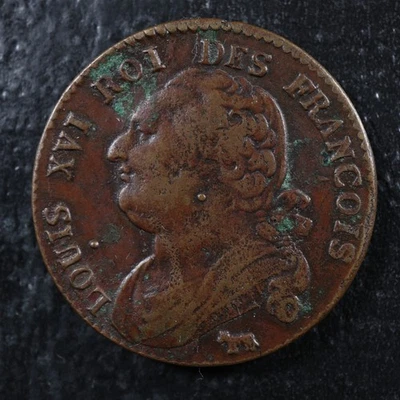 12 deniers 1792🐄 Pau France KM#600.17 Bronze Constitution - Image 1 of 2