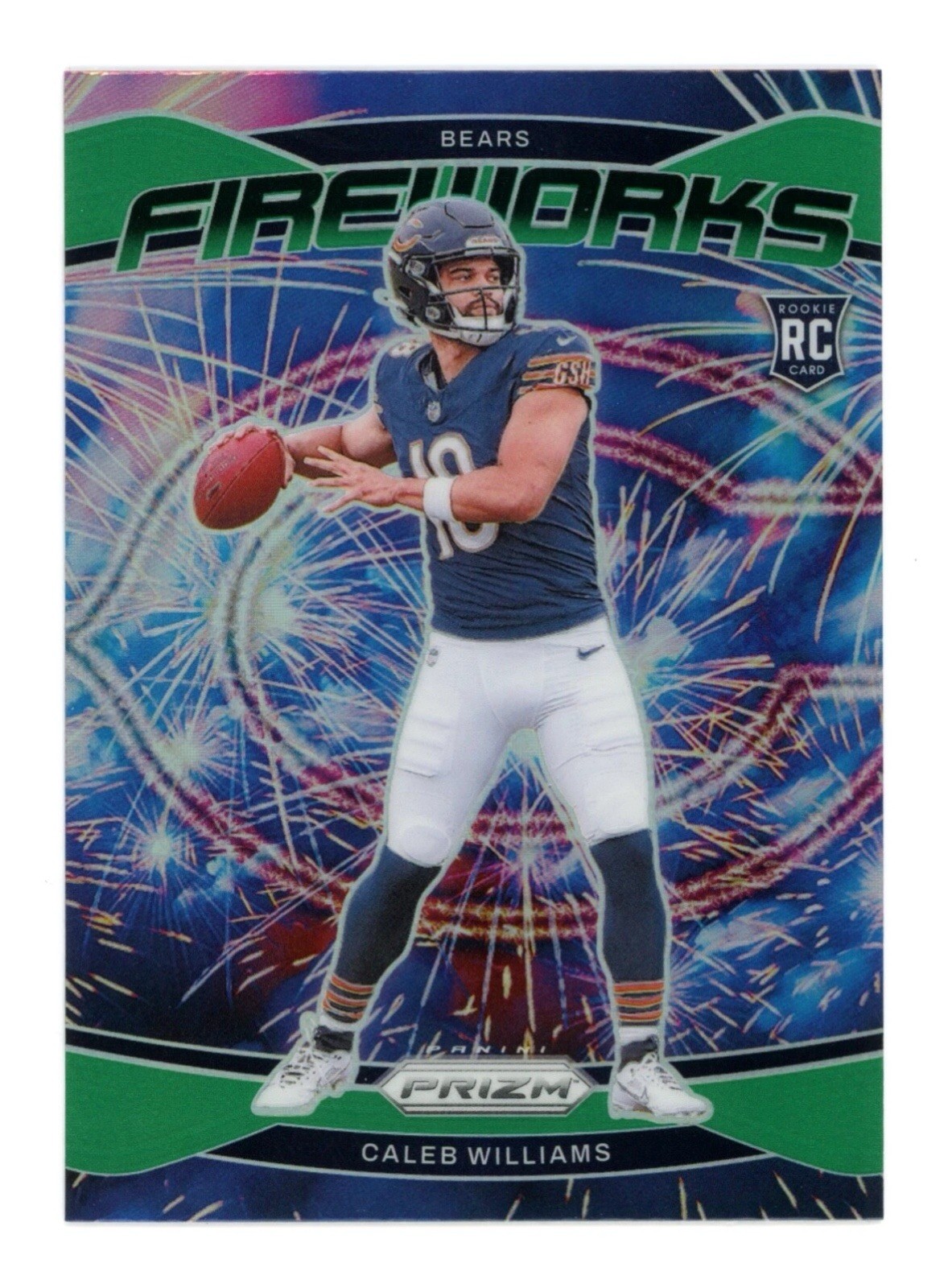 2024 Panini Prizm - Fireworks Caleb Williams #25 Green Prizm (RC)
