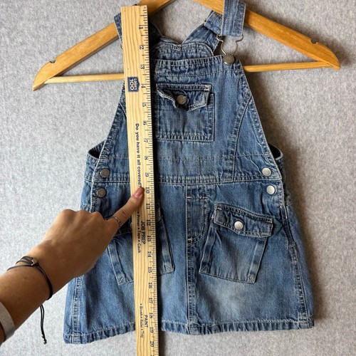 VTG Faded Glory Denim Jumper Overall Dress Girls 4T Jean Heart Cargo Pockets - Picture 7 of 9