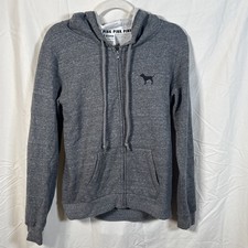 Pink Victoria s Secret Grey Full Zip Hoodie Dog Logo XS