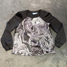 Simply Vera Wang Marble Swirl Top Womens Medium Black Purple Excellent Raglan