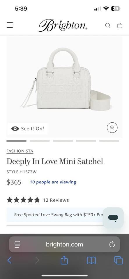 Mini satchel Brighton Deeply In Love, branca óptica. Novo em folha! - Imagem 4 de 4