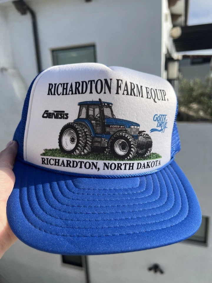 复古 70 年代 Cobra Genesis 福特 New Holland 蓝色卡车司机帽 北达科他州网眼 — 第 2/4 张图片