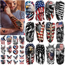 77 Sheets Independence Day Temporary Tattoo for Women Men, 17 Half Arm 4Th of Ju