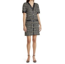 NWT Eliza J Black/Green Metallic Tweed Coat Dress Size 6 MSRP $158