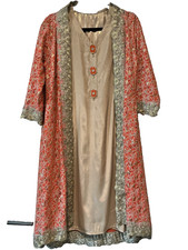 indian pakistani stitched sequin beaded shalwar kameez dress jacket gold orange