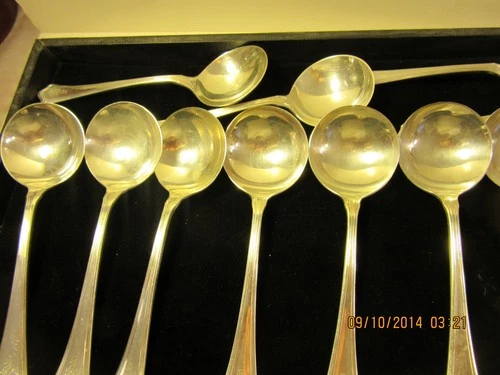 12 Wallace Sterling Silver Soup Spoons