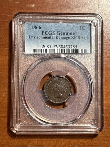 1866 1C Indian Head Cent - PCGS Genuine XF Details BN