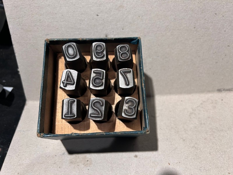 Nice set of Vintage Steel Metal Number Stamps No. 0 - 9 Great condition
