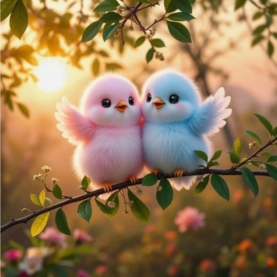 Cute Baby Birds 4K Wallpaper Digital Art HD Animal Printable Kids Room Art 1022.