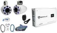  4 Kicker 51KMTCXL8W 8" White Marine Wakeboard Tower Speakers Amplifier KMTCXL8