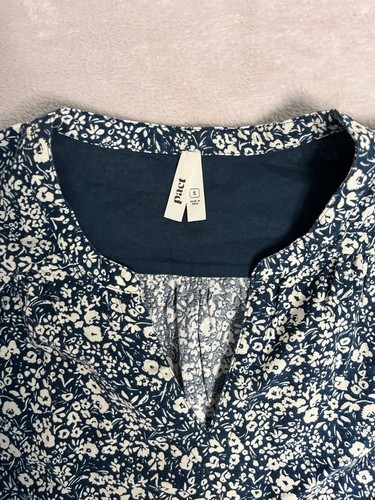 Pact Damen Pop Over Bio Baumwolle Top Blau Weiß Größe Small Blumen Romantisch - Bild 3 von 10