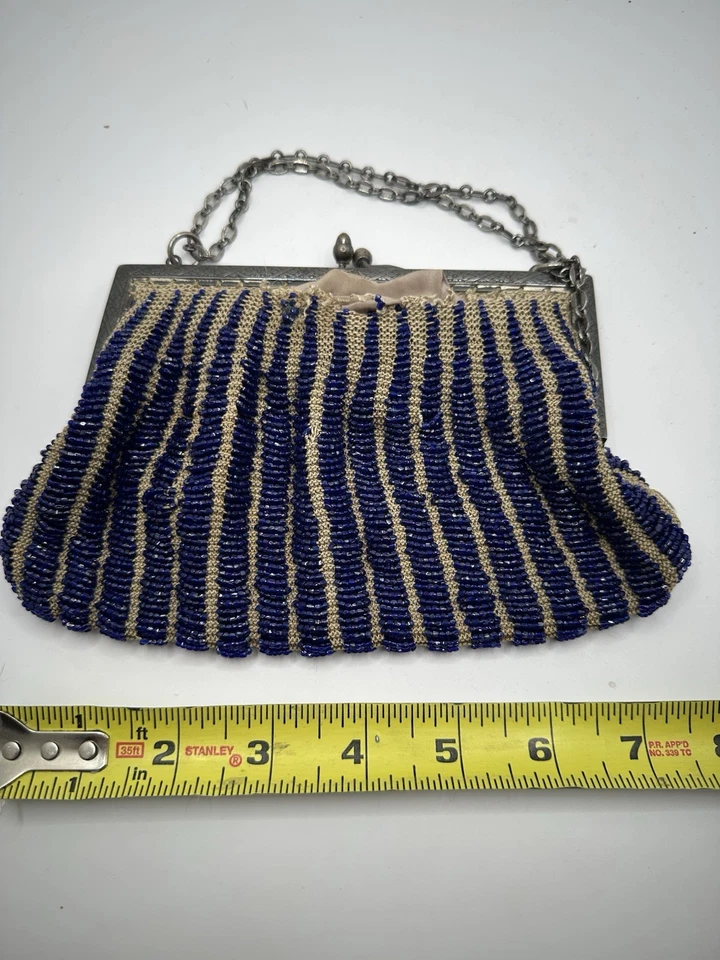 Антикварная стеклянная сумочка в стиле ар-деко с бисером - Изображение 3 из 4
