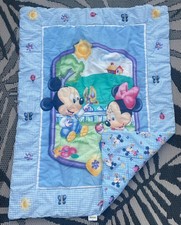 Vintage Baby Mickey And Minnie Disney Crib Blanket Disney Babies 33  x42  