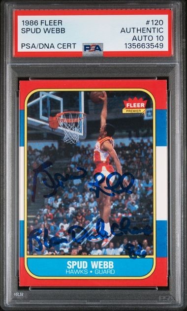 Spud Webb Hawks 1986 Fleer Autographed Card *PSA 10 Auto*