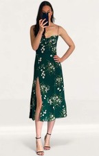 Reformation Womens Green Floral Print Midi Dress Zip Closure Lined RRP £278