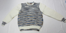 Vintage - Hand Knit Teen White and Multi-Color Pullover Sweater 1980's 