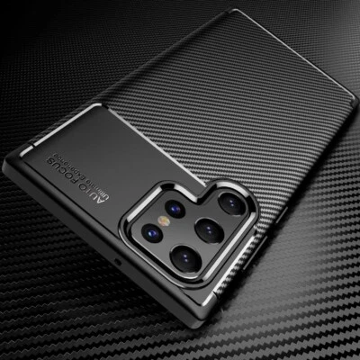 PIXFAB For Samsung Galaxy S23 FE S22 Ultra Plus Case Silicone Carbon Fibre Phone Cover