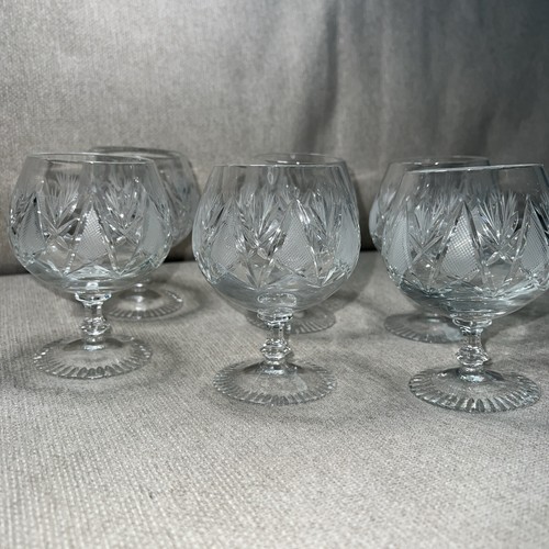 Set Bleikristall Kogniac Brille/Brandy Schnüffler 6er Set handgeschnitten Böhmen - Bild 6 von 10