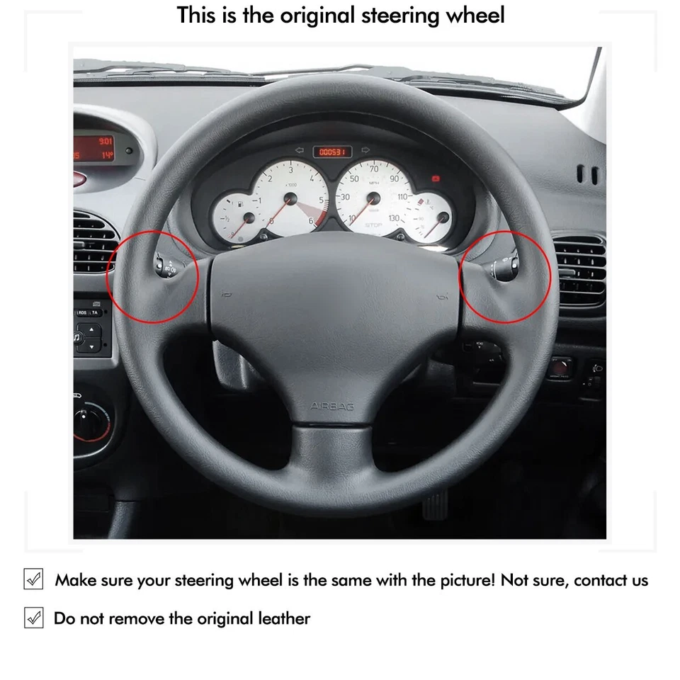 Genuine Leather Carbon Fiber Steering Wheel Cover for Peugeot 206 2002-009 206SW - image 2 of 4