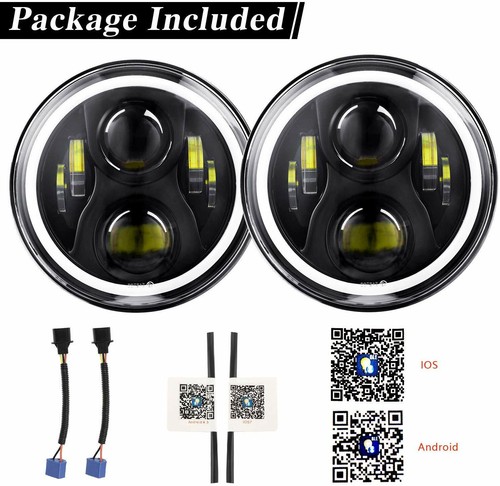 For Jeep Wrangler JK TJ LJ RGB Halo 7'' LED Headlights DRL Lights Combo 2PCS Kit - Picture 4 of 11