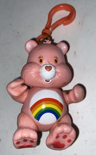 Vintage Care Bears Clip-on Poseable Figure Cheer Bear 3.5” In Tall Original