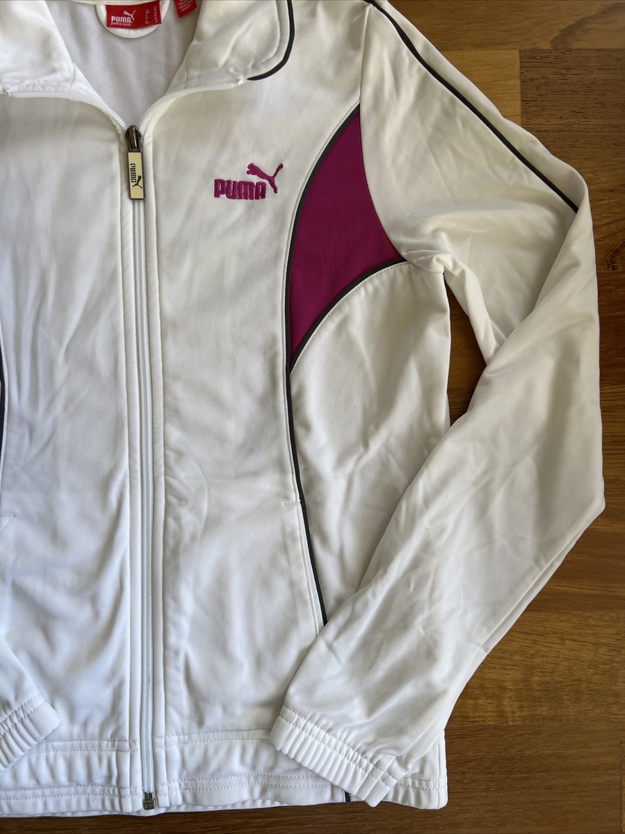 NWOT Y2K PUMA XS Zipper Track JACKET White Hot Pink Grey