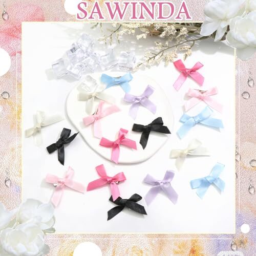 30PCS Pink Satin Bow Hair Clips 6 Color Mini Bowknot Hair Ribbon Mixed Color - Bild 5 von 7